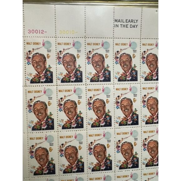 MNH 1968 Scott #1355 Walt Disney Sheet of 50 6 Cent Stamps - Picture 2 of 2